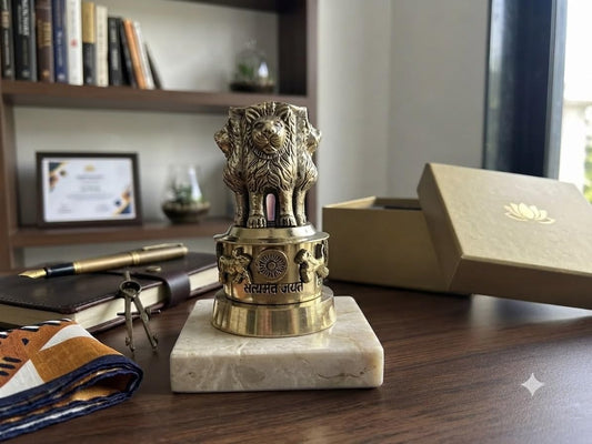Brass Ashoka Pillar Statue 3 Inch