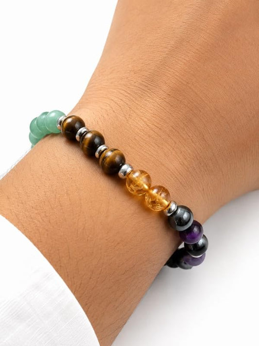 Money Theme Gemstone Bracelet, Round Design