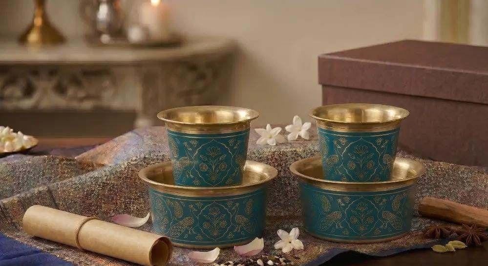 2 Dabara Set, Enamel Design – Teal Peacock