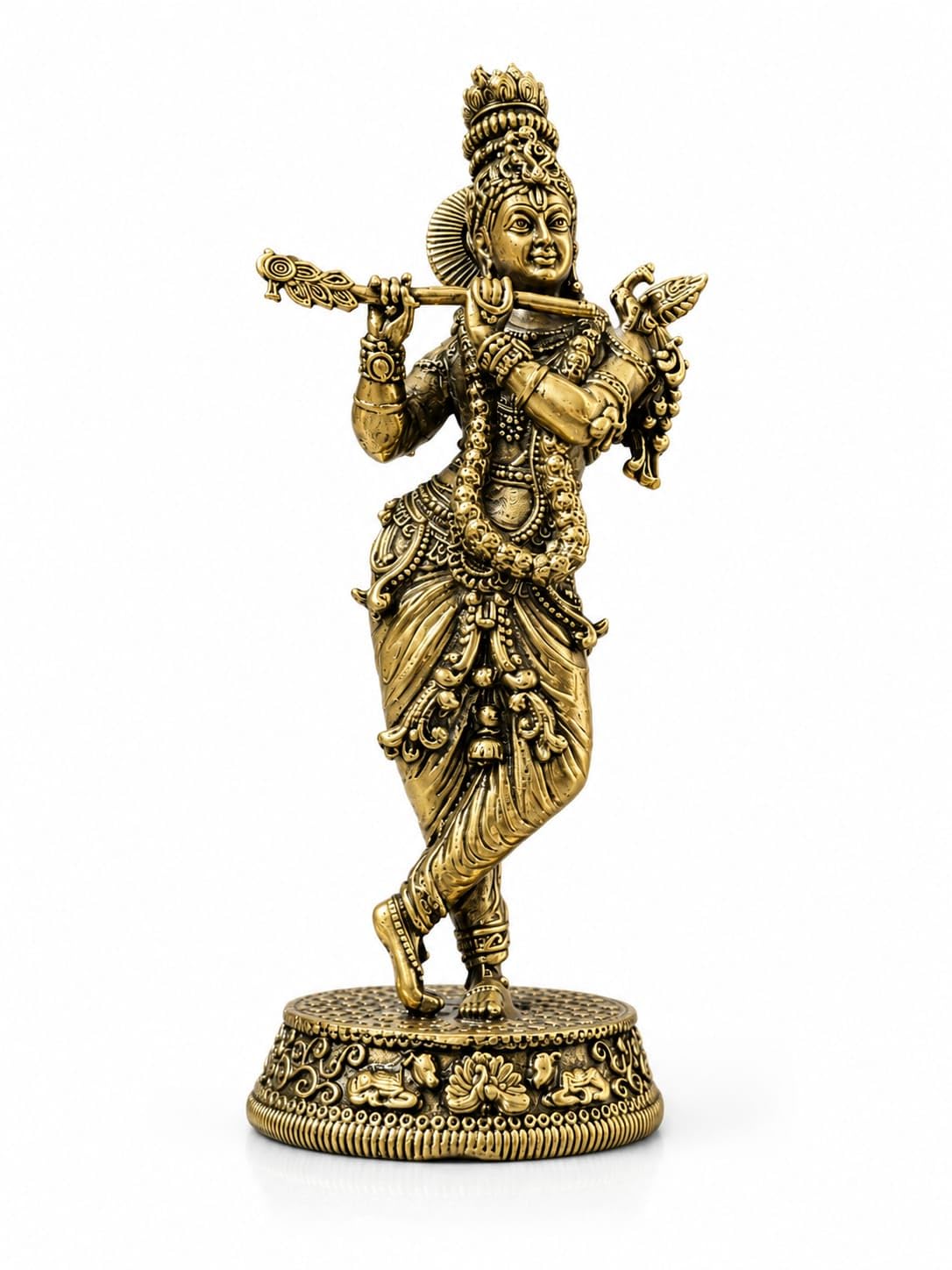 Brass Krishna Ji Statue 5.5 Inch Decorative Figurine