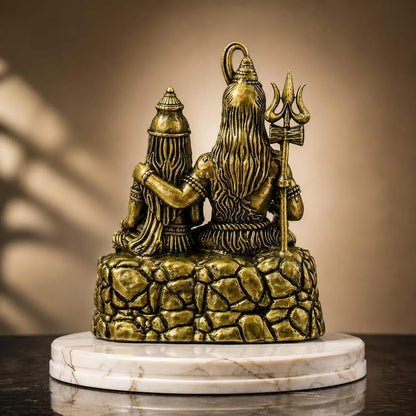 Brass Shiv Parvati Statue 4.5 Inch Decorative Figurine