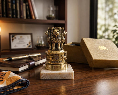 Brass Ashoka Pillar Statue 3 Inch