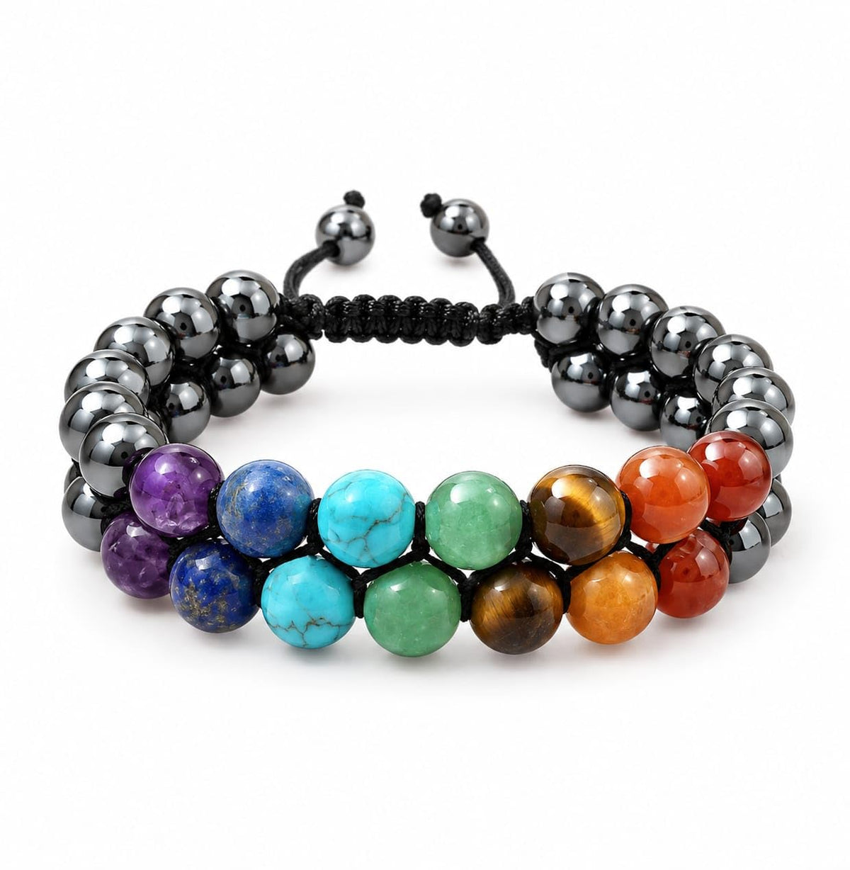 7 Chakra Double Layer Hematite Bracelet