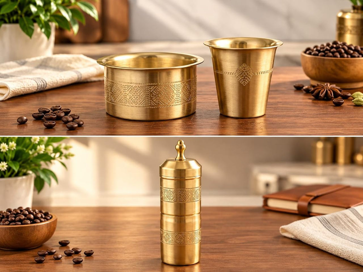 2 Dabara Set with 1 Coffee Filter, Engraved Design – Block