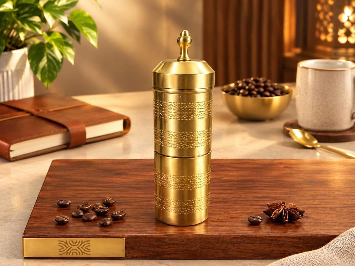 2 Dabara Set with 1 Coffee Filter, Engraved Design – Wave