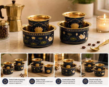 2 Dabara Set, Enamel Design – Cobalt Blue Aquatic Lotus