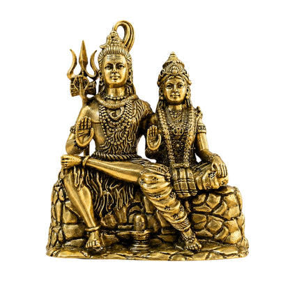 Brass Shiv Parvati Statue 4.5 Inch Decorative Figurine